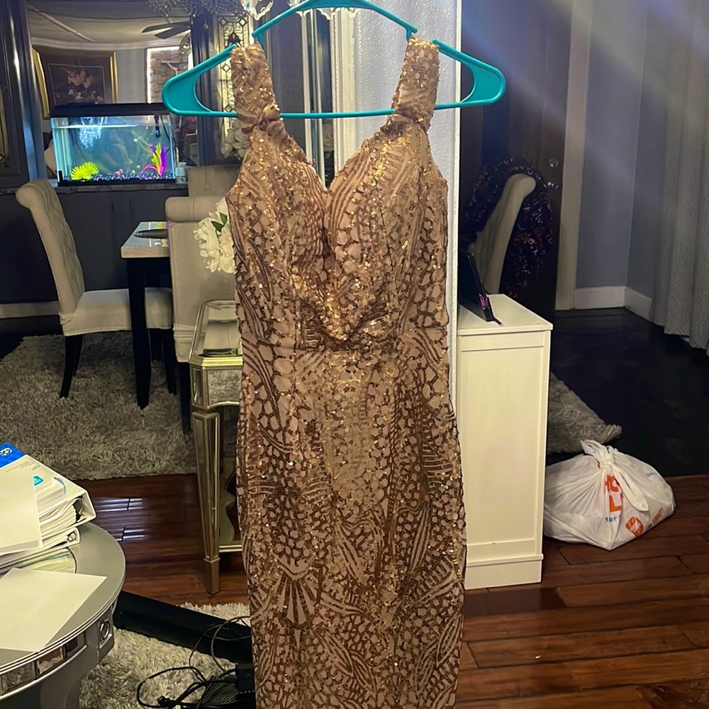 miss ord gold sequence dress